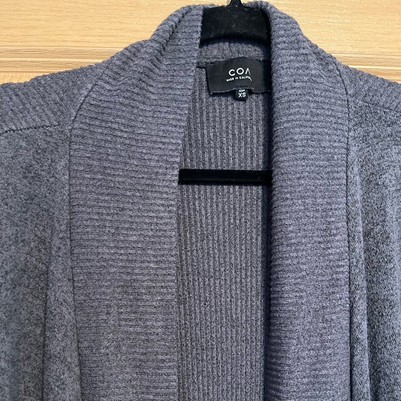 Anthropologie COA Soft Knit Cardigan Gray Long Sleeve Open Front Sweater - Picture 4 of 10